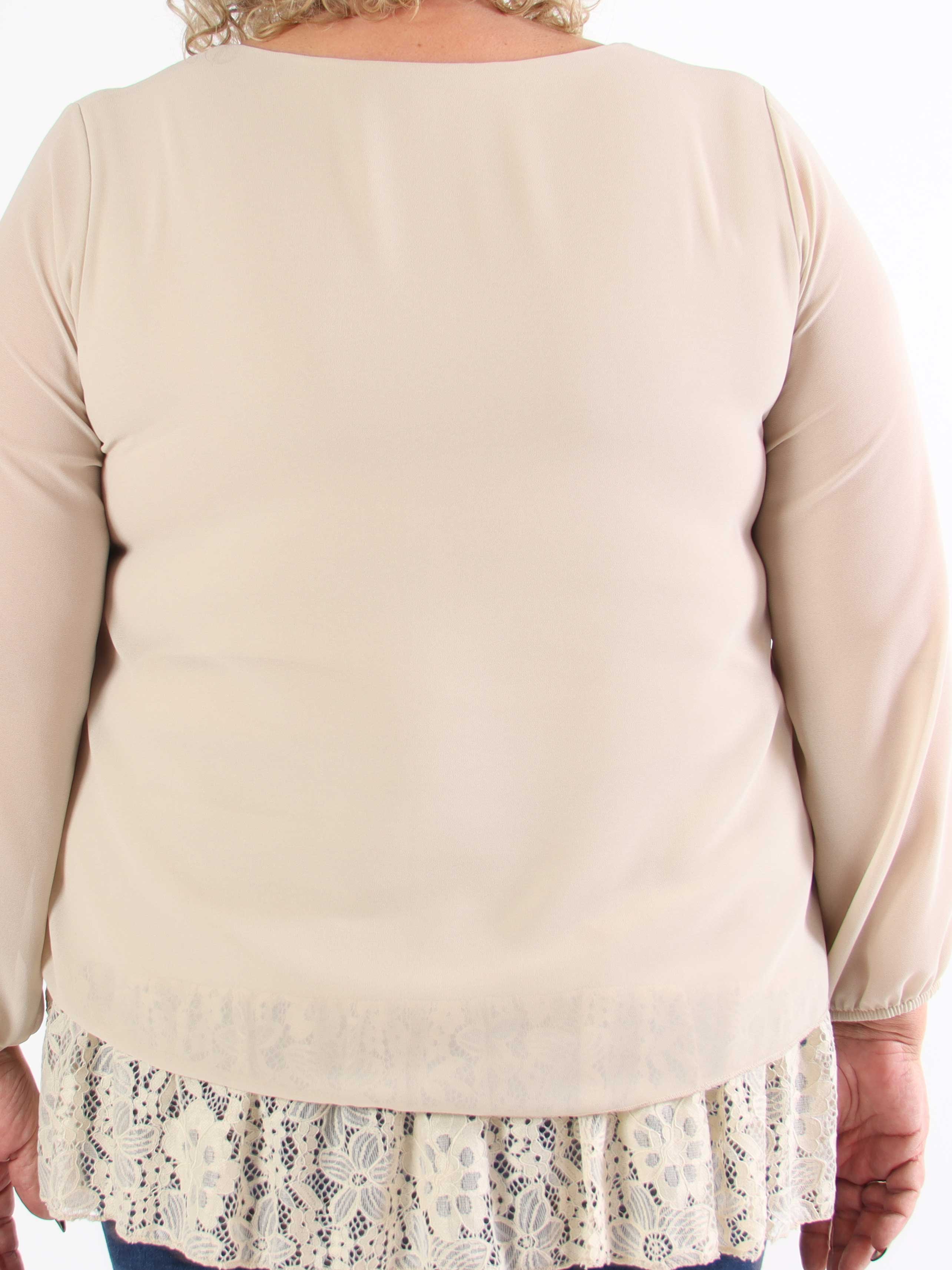 Luby Lace - Plus size-tunika i chiffong med spets i nederkant